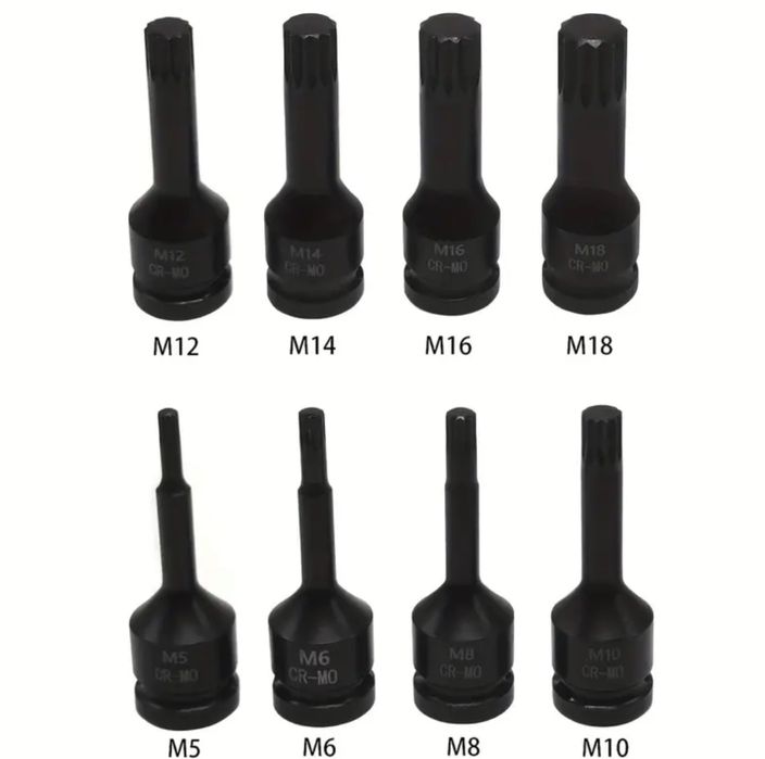 Set biți cu spline de impact M5 M6 M8 M10 M12 M14 M16 M18 1/2