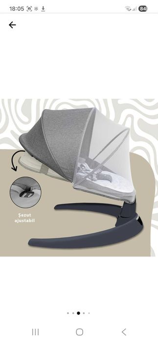 Leagan electric bebelusi,cu spatar reglabil AppeKids EvoquePowder Grey