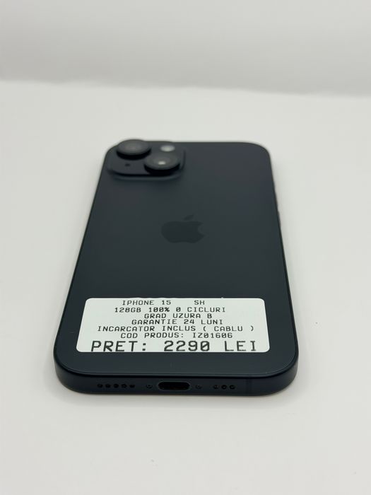Iphone 15 128GB 100% Negru Garantie Rate BuyBack - zonemag.ro