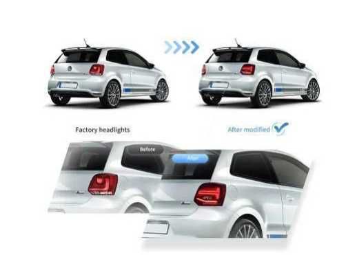 Диодни стопове за VW POLO от 2009-2017 GTI / R look с бягащ мигач - червени