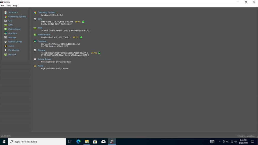 Laptop HP Elitebook 8560w Intel i7 16 GB Ram 500GB HDD Windows 10