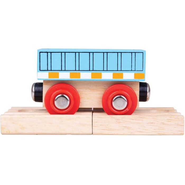 Jucarie vagon albastru din lemn, Bigjigs Rail