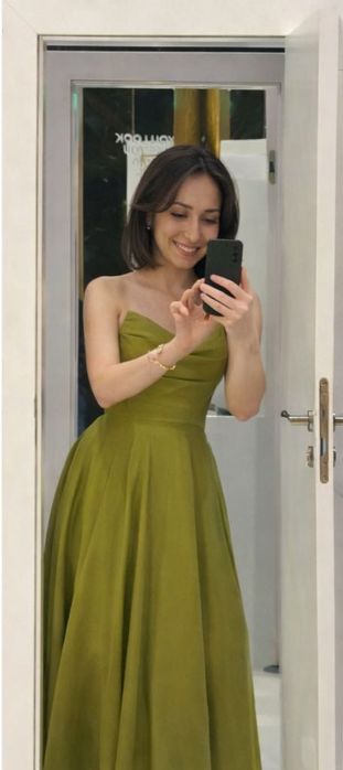 Rochie de ocazie Vigo, verde oliv, triplu voal