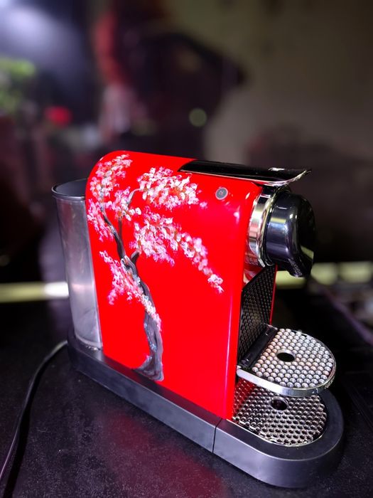 Aparat de cafea espressor Nespresso CitiZ and Milk (aeroccino) personalizat manual Cherry Tree