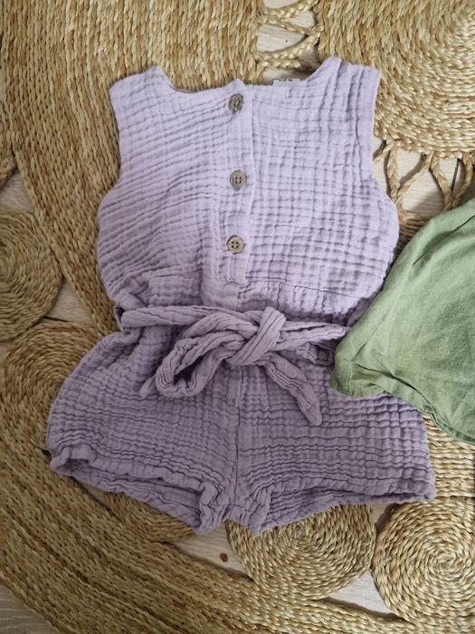 Salopeta muselina fetita 74 și set 74 superbe
