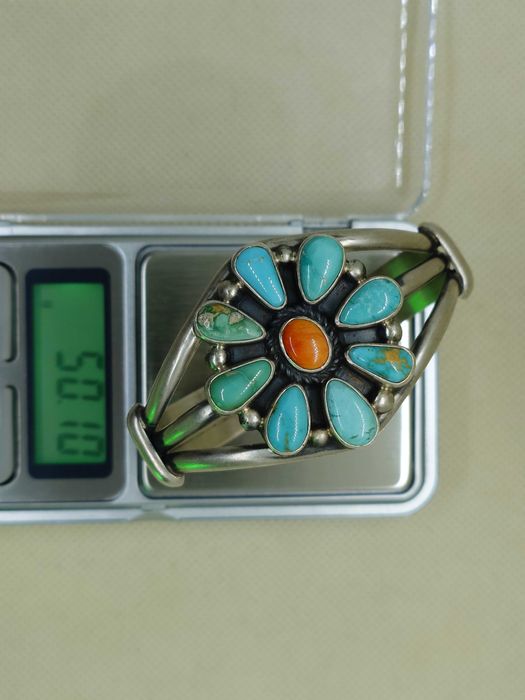 Brățară argint turcoaz Navajo „HS Sterling” – SUA 1980