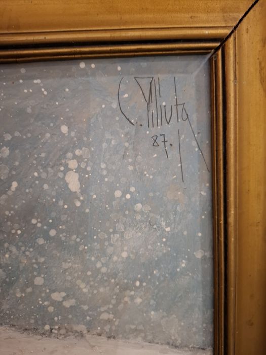 Tablou ulei pe carton semnat C.Piliuta 87.