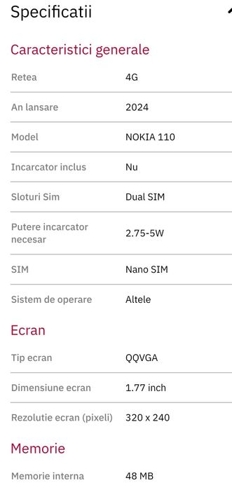 Telefon Nokia 110 4g nou Vodafone