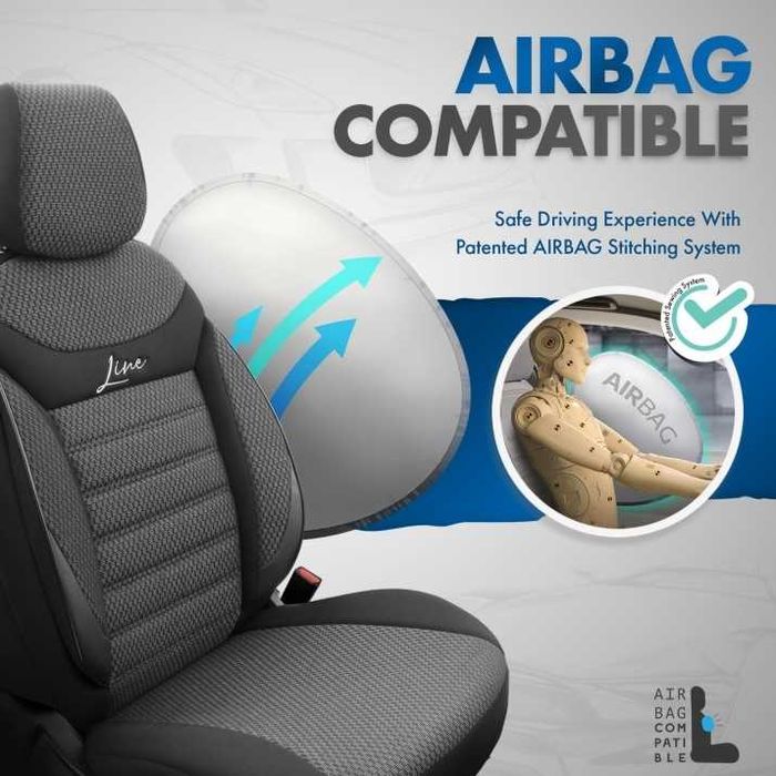 К-т Луксозна Тапицерия Automat-OTOM, Черна с черен шев, LINE Design