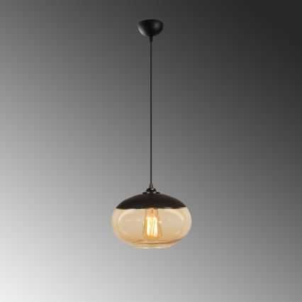 Lustră Opviq CAMINI 1xE27/40W/230V, metal, sticlă, negru, transparent, 1 bec
