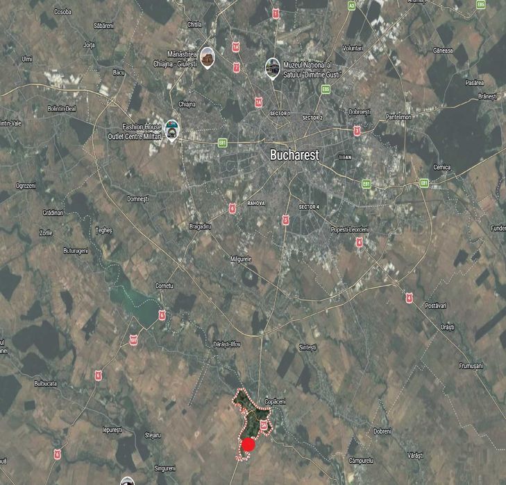 TEREN INTRAVILAN DE VÂNZARE – ADUNAȚII-COPĂCENI | 416 m cu acces la drum de servitute si utilitati