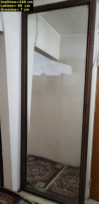 Oglinda cristal f. mare 240cmX90 cm, rama din lemn masiv de 7 cm, 1928