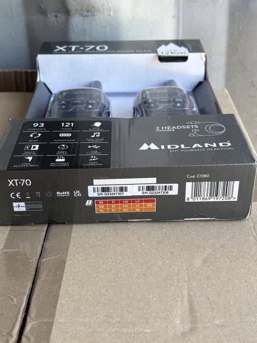 Statie Radio PMR (Walkie Talkie) Midland XT70, set 2 buc, transport inclus