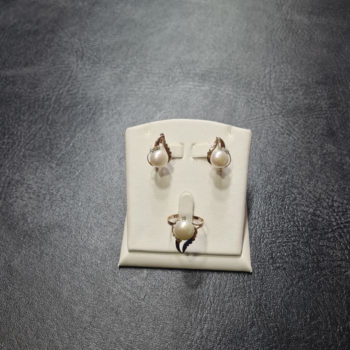 Комплект Золотой с Бриллиантами Жемчуг