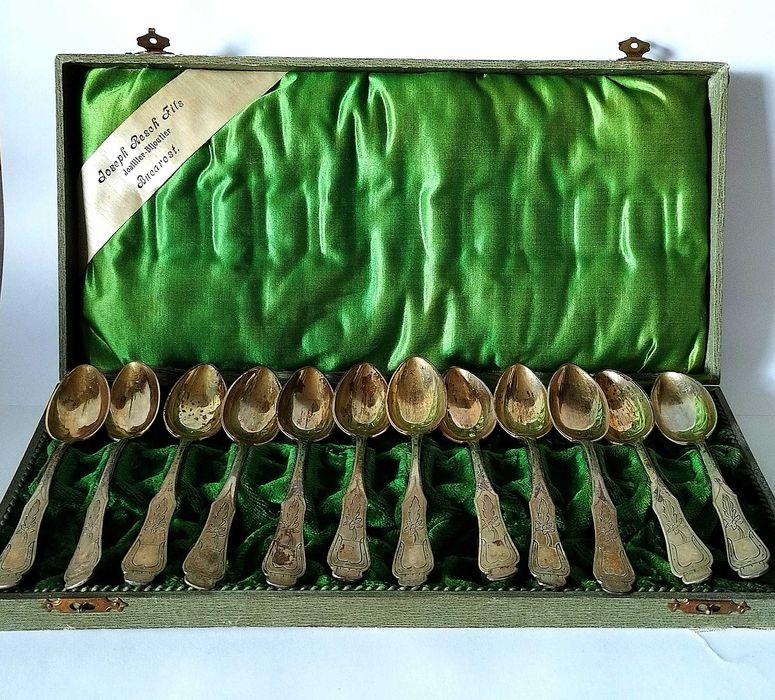 lingurițe,argint marcat, parțial aurit