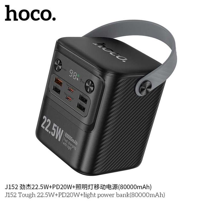 Hoco J152 Tough 22.5W+PD20W Power Bank 80000mAh QC3.0 For iPhone 16