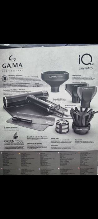 Электрофен Ga.Ma IQ3 Perfetto для волос, черный, 1600 Вт
