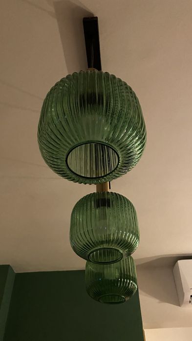 Lustră cu 3 Pendule Verzi de Sticlă