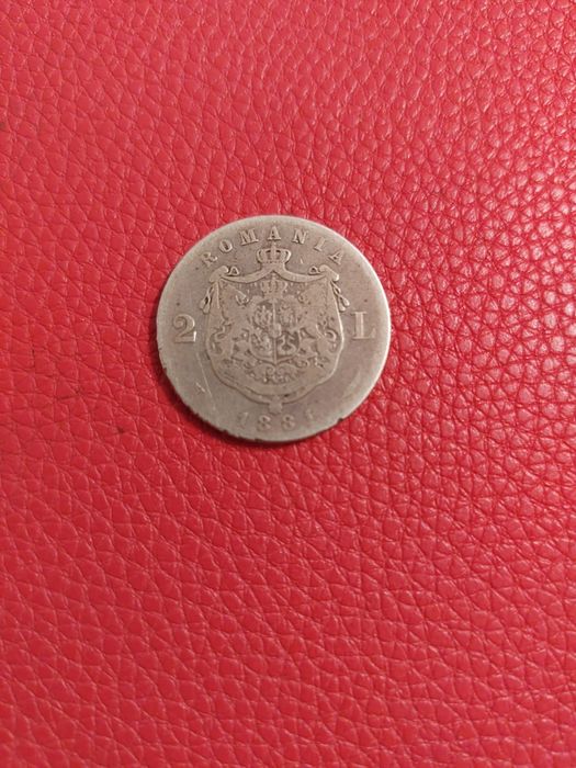 Monedă de argint 2 lei 1881. Bonus moneda 2 lei 1941.