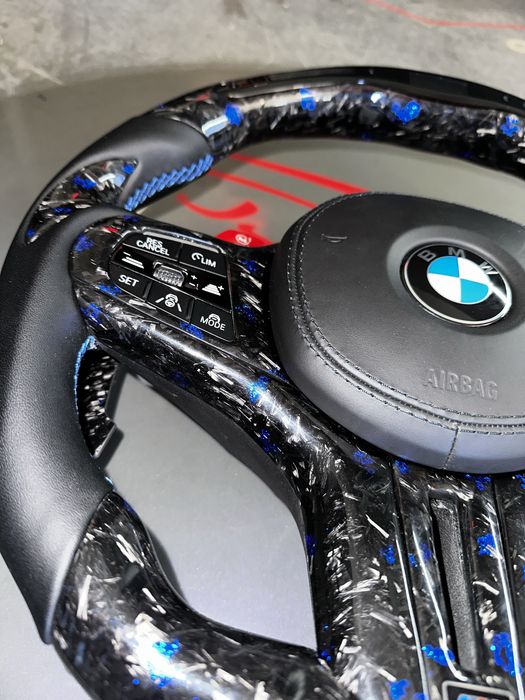 Volan BMW - Carbon Forjat Albastru - Seria G - Incalzire - TJA - Vibro