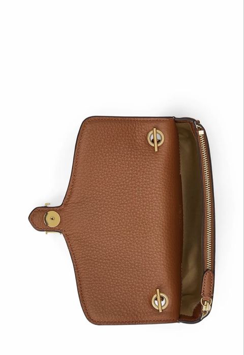 Lauren Ralph Lauren кафява чанта от естествена кожа