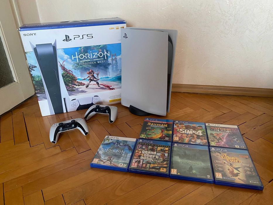 PlayStation 5 Disc Edition 1TB+ 2 Dual Sence controlers + 8 игри