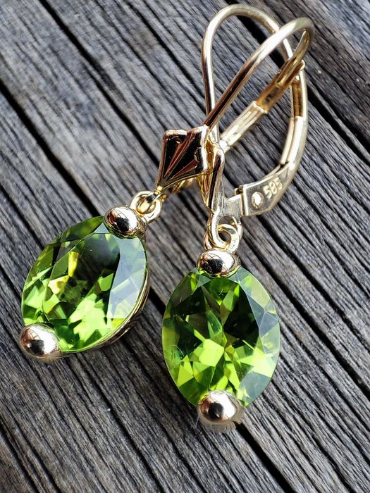 Cercei aur 14k cu Peridot natural Unicat