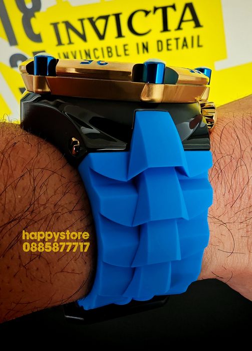 INVICTA Velmore Gold/Blue 54 mm, Инвикта нов ръчен часовник