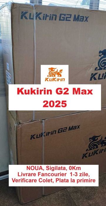 KuKirin G2 Max‼️ NOUA Sigilata ‼️1000W = 60Km/h, Baterie 20Ah + Scaun