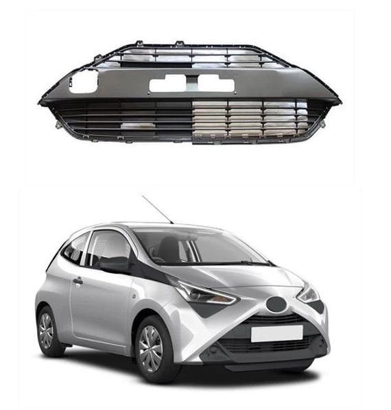 Grila bara protectie, spoiler Toyota Aygo, 2018-12.2022, montare fata, negru, textura