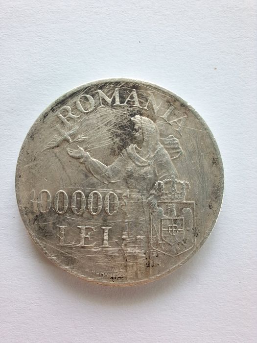 Monedă de argint 100000 lei cu regele Mihai