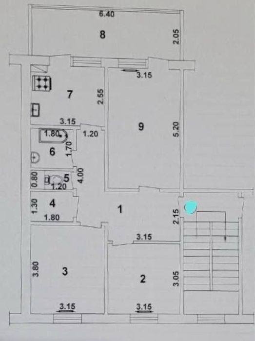 Квартира 3-комнатная в Кушбеги