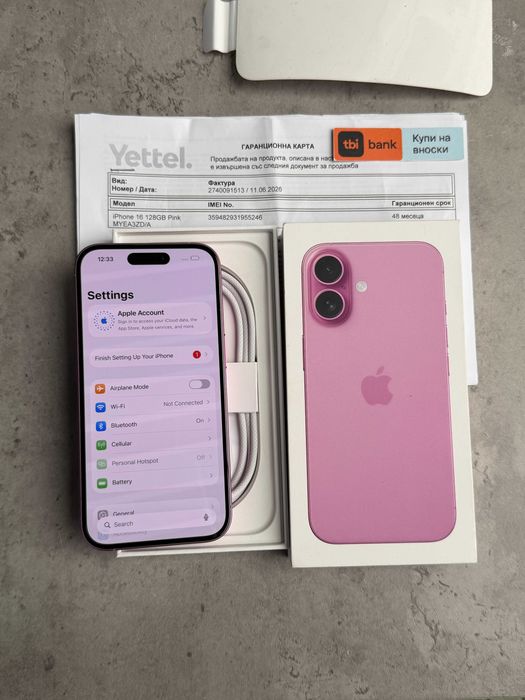 НОВ! 48 МЕС ГАРАНЦИЯ! Phone 16 Лизинг от 26€/мес pink 128GB розов