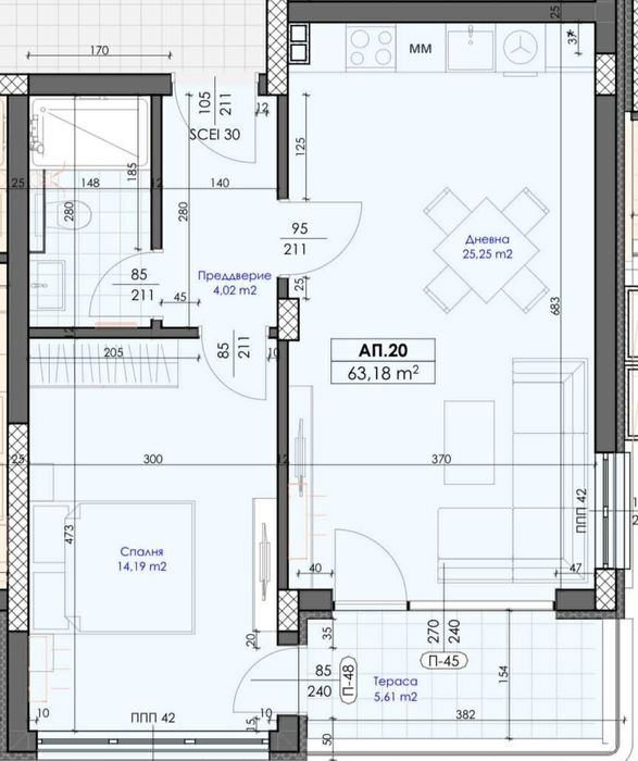 Оферта 72817 - Двустаен апартамент за продажба в с. Марково