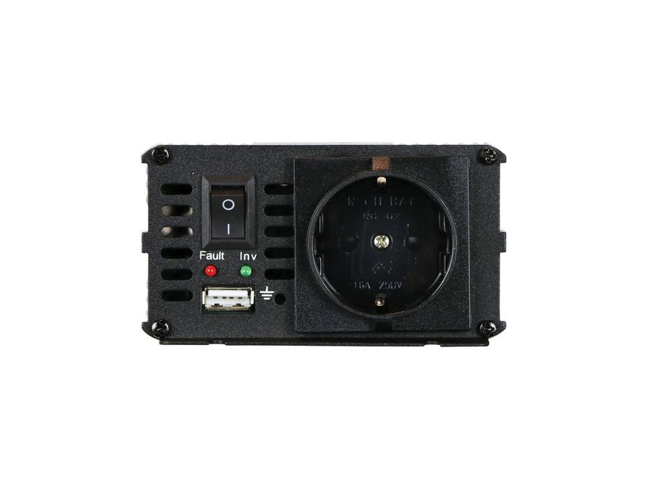 Invertor de tensiune auto Carpoint 24V-230V 300W 50Hz cu clesti baterie, port USB 5V 2.1A si protectii la suprasarcina si scurtcircuit