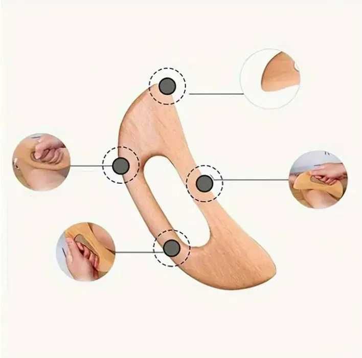 Дървена дъска Gua Sha – масажор с антицелулитен и лимфодренажен ефект