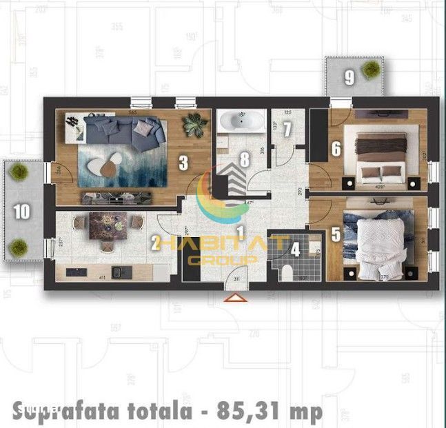 3 camere bloc nou 2 bai la 4 minute de Stb — fotografia 3