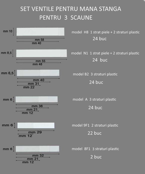 Vand set ventile basi 3 scaune  - Italia