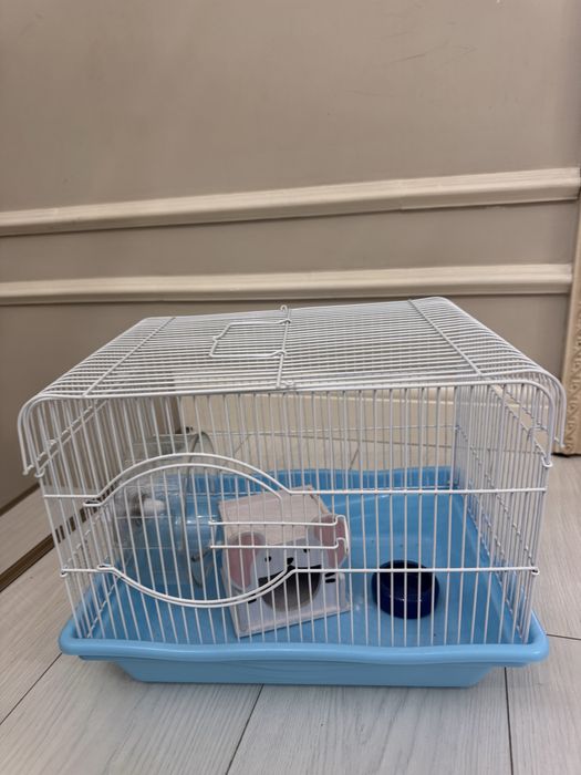 Клетка для хомяка с домиком, колесом и мисочкой — готовый комплект!