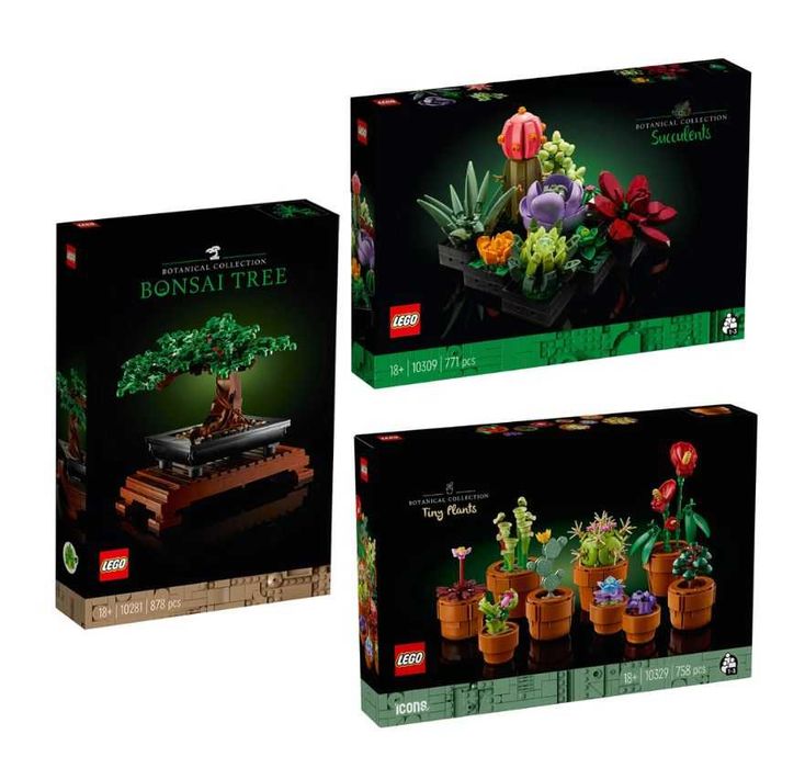 Lego Botanical - 10329 Tiny Plants, 10309 Succulents, 10281 Bonsai Tree