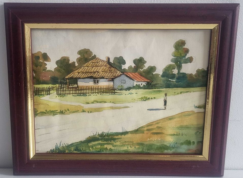 Acuarela pt camera copilului -Casuta la tara- 25x20cm, pictor necunosc