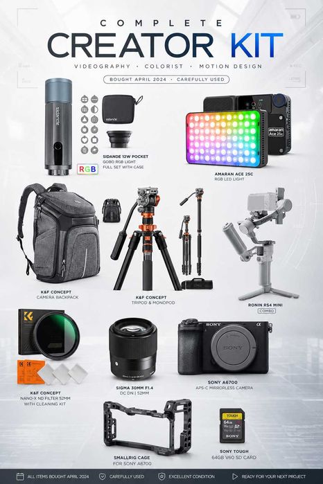 Sony a6700 videograf uchun komplekt