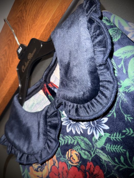 Rochie bleumarin de catifea, H&M, marimea 74