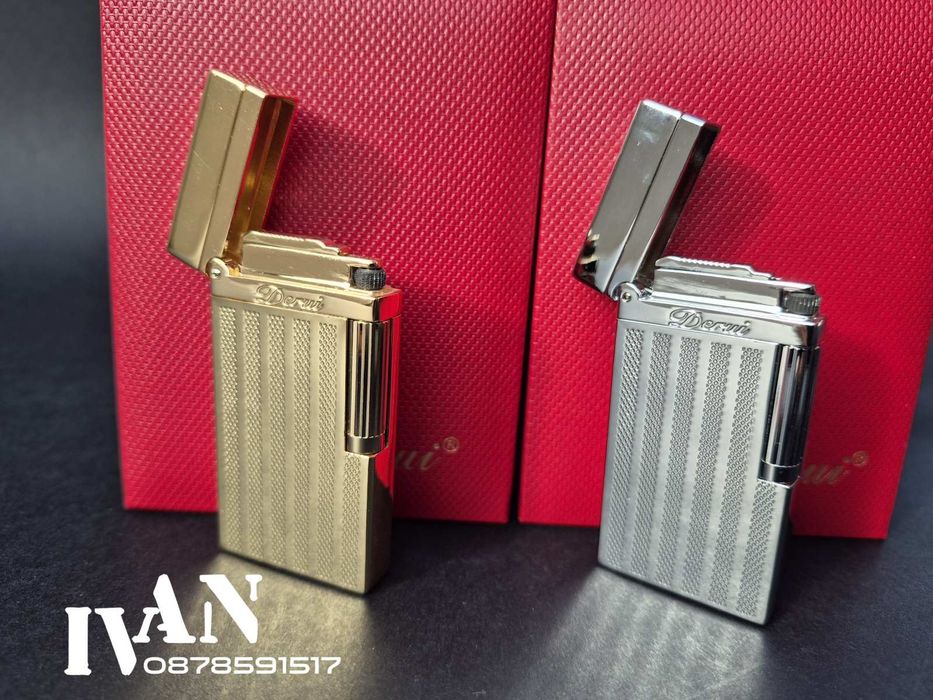 Луксозна газова метална запалка Deruy (два цвята-златиста и  сребриста