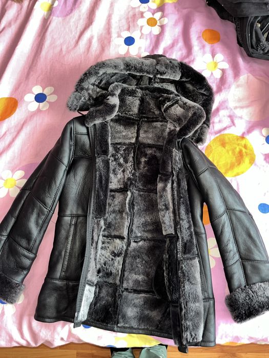 Geaca piele cu blana naturala pentru copii