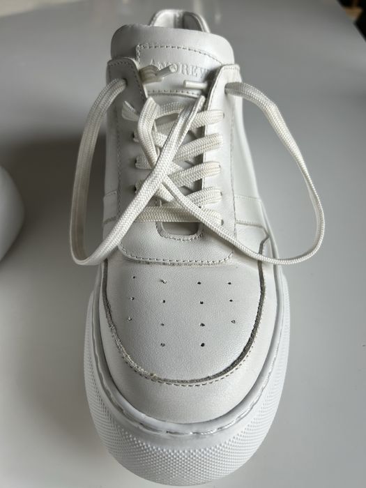 Бели кецове естествена кожа -Andrews 29см стелка