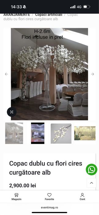 Copac dublu cu flori decorativ