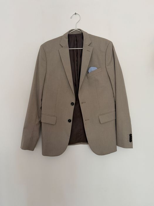 Sacou Mango Man Slim Fit, bej/taupe, mărimea 48
