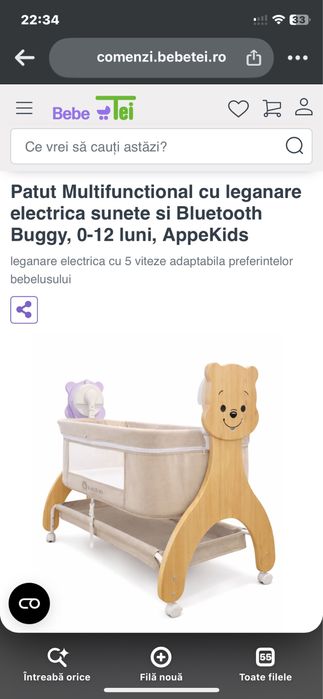 Patut bebelus cu leagan si sunete