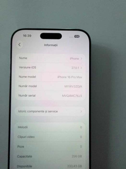 iPhone 16 Pro Max 256GB Natural Titanium, baterie 91%